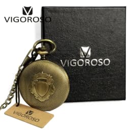 Antique Automatic Pocket Watch Mechanical Self-winding Skeleton Arabic Numerals Bronze Alloy Case Fob Chain Vintage Clock Men