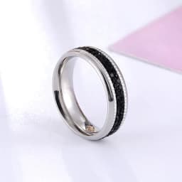 Middle Double Circle Black Zircon Ring High Quality Stainless Steel Love Brand Gold Color Jewelry Woman Ring Wholesale