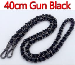 DIY 40cm-140cm Black PU Leather Purse Handles 11mm Replacement Metal Gold, Silver, Bronze, Gun Black Chains Shoulder Bag Straps