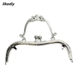 1 Piece 20.5 CM Plum Blossom Flower Pattern Vintage Metal Purse Frame Kiss Clasp Handle Bag Accessories