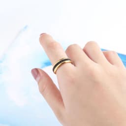 Middle Double Circle Black Zircon Ring High Quality Stainless Steel Love Brand Gold Color Jewelry Woman Ring Wholesale