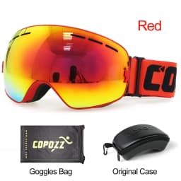 COPOZZ Ski Goggles with Box Case Ski Mask UV400 Anti-fog Snow Goggles Big Spherical Skiing Snowboarding for Women Men