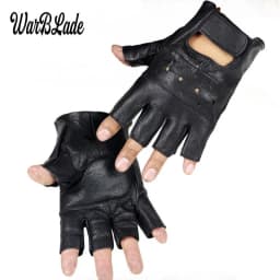 WarBLade High Quality Men Genuine Leather Gloves Slip-resistant Luvas Half Finger Sheep Leather Fingerless Gym Fitness Gloves
