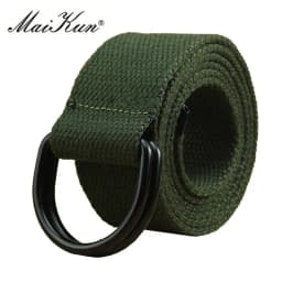 MaiKun Canvas Belts for Men Double Ring Metal Buckle Belts Male Tactical Strap For Jeans