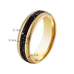 Middle Double Circle Black Zircon Ring High Quality Stainless Steel Love Brand Gold Color Jewelry Woman Ring Wholesale