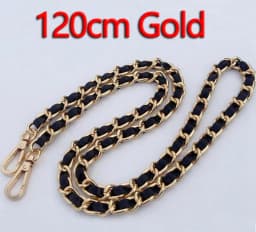 DIY 40cm-140cm Black PU Leather Purse Handles 11mm Replacement Metal Gold, Silver, Bronze, Gun Black Chains Shoulder Bag Straps