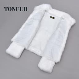 Top Solid Basic Women Classical Casual Mandarin Collar Genuine Real Rabbit Fur Coat Handmade Customize Natural Fur Jacket NZ271