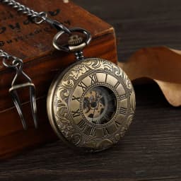 Double Sided Mechanical Pocket Watch Men Hollow Steampunk Skeleton Hand Wind Vintage Pocket & Fob Watch Male Clock Waist Chain