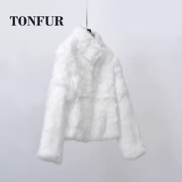 Top Solid Basic Women Classical Casual Mandarin Collar Genuine Real Rabbit Fur Coat Handmade Customize Natural Fur Jacket NZ271