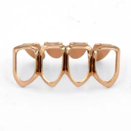 TOPGRILLZ Grill Set Gold Color Plated Four Full Open Face Hollow Tooth Grillz Top with CZ & Bottom Teeth Grills For Men & Women