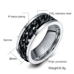 Rotatable Chain Rings For Men Stainless Steel Cuba Chain Wedding Men's Anti Stress Jewelry Bottle Opener Ring Gift