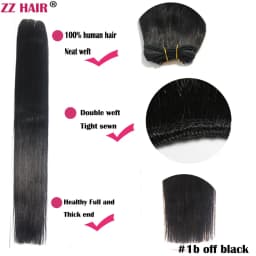 ZZHAIR 100% Human Hair Extensions 16"-26" Machine Made Remy Hair Weft Weaving 100g/Pcs Straight Natural Silk Non-clips