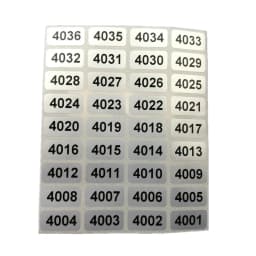 1000 Silver Consecutive Number Inventory Stickers 001 to 10000 For Choice Waterproof 20mm x 10mm