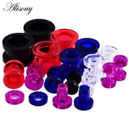 1pair/ lot Acrylic Ear Flesh Tunnels Double Flared Hollow Screw Fit Ear Stretcher Plugs Gauges Body Piercing Jewelry Black