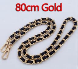 DIY 40cm-140cm Black PU Leather Purse Handles 11mm Replacement Metal Gold, Silver, Bronze, Gun Black Chains Shoulder Bag Straps