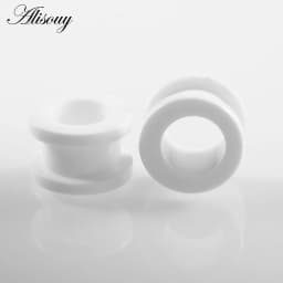 1pair/ lot Acrylic Ear Flesh Tunnels Double Flared Hollow Screw Fit Ear Stretcher Plugs Gauges Body Piercing Jewelry Black