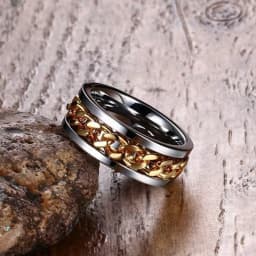 Rotatable Chain Rings For Men Stainless Steel Cuba Chain Wedding Men's Anti Stress Jewelry Bottle Opener Ring Gift