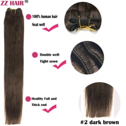 ZZHAIR 100% Human Hair Extensions 16"-26" Machine Made Remy Hair Weft Weaving 100g/Pcs Straight Natural Silk Non-clips