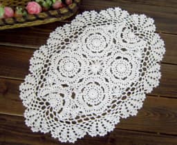 Vintage Crocheted Doilies Oval Table Mat Shabby Chic Crochet Placemet Handmade Wedding Event Decor 30x45cm