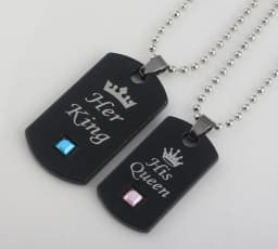 Couple Letter His Queen Her King Crown Matching Necklace Eternal Love Promise Pendant Necklace for Lover Jewelry Gift