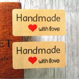 120pcs NEW handmade with Love package seal label products Nice Kraft paper Heart Adhesive Baking Seal Sticker
