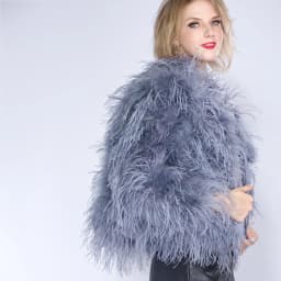 Winter Ostrich feathe Jacket Feather Coat Casual Long-sleeved Australia Imported feathe Jacket Ladies Nightclub Coat