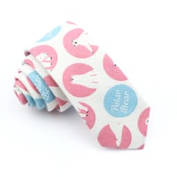 High Quality Cute Linen Cartoon Tie For Men Cat Polar Bear Watermelon Waves Printed Funny Gift Animal Narrow Striped Slim Cravat