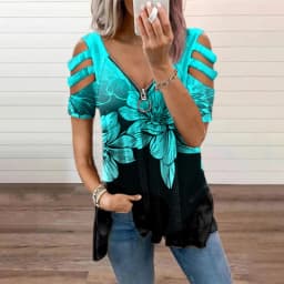 New Summer Cold Shoulder Leopard Print Zipper V-Neck Loose Casual Ladies Shirt Tops Spring Sexy Women Blouse 2022 New Clothes