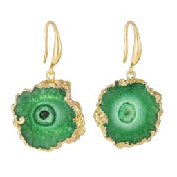 Irregular Druzy Quartz Stone Sunflower Drop EarRing for Women Dyed Color Reiki Healing Jewelry Purple