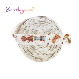 BRISTLEGRASS 2 5 10 Yard 5/8" 15mm Cherry Print Foldover Elastic FOE Spandex Satin Band Tape Hair Tie Headband Dress Sewing Trim