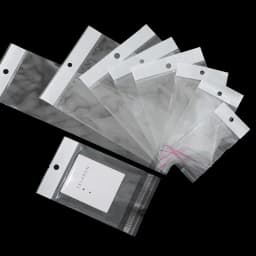 100pcs Transparent Self Adhesive Plastic Storage Bag OPP Poly Pack Bag With Hang Hole Retail Packaging Pouches Beads Jewelry Bag