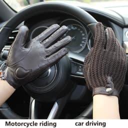 Men's Summer Motorcycle Riding Gloves Touch Screen Leather Driving Unlined Thin Goatskin 2025 New Style