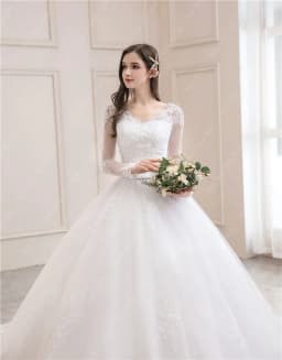 Best Selling 2024 Long Sleeve V Neck Lace Wedding Dress 2026 Vintage Bride Bridal Ball Gown Modest Wedding Dresses Customized