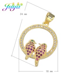 Juya DIY Jewelry Components Cz Paved Glitters Locket Heart Key Charm Pendant Accessories For Women Fashion Jewelry Making