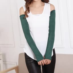 52cm Summer Women Thin Solid Modal Cotton Elasticity Cycling Drive Outdoor Sports Sun Protection Long Half-Finger Sleeve Gloves