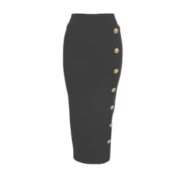 Spring New Women Bandage Skirts Elegant High Waist Midi Calf Gold Buttons Pencil Skirt High Street Office Lady Formal Clothing