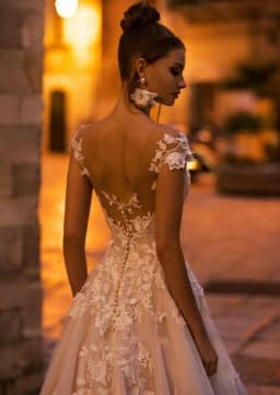 LORIE Bohemia Wedding Dresses Light Pink V-Neck 3D Flower Appliques Lace Bridal Gowns Button Beach Boho Wedding Dress customized