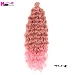 18-24 Inch Ocean Wave Crochet Braid Hair Hawaii Afro Curls Natural Synthetic Braiding Hair Extensions Pink 613 Hair Expo City