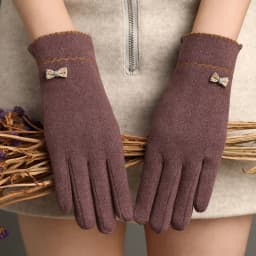 Autumn Winter New Women Keep Warm Touch Screen Thin Fleece Windproof Elasticity Gloves Elegant Female Retouch Bowknot Simple
