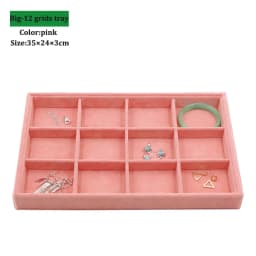 Pink Velvet B/M/S Necklace Earrings Storage Box Showcase Jewellery Stand Holder Ring Jewelry Display Organizer Case Tray Holder
