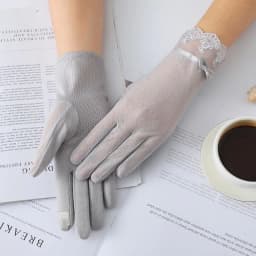 Sexy Summer Women UV Sunscreen Short Sun Screen Pearl Flowers Gloves Thin Ice Silk Lace Touch Screen Viscose Driving Gloves J53