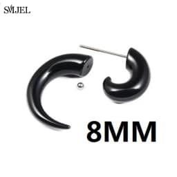 Punk Acrylic Black Bull Horn Shape Earrings for Women Men Personality Snail Studs Tribal Spiral Earing Piercings Hip-Hop Jewelry