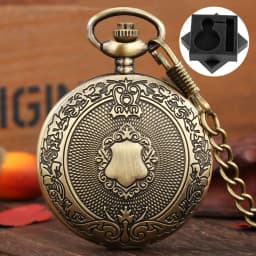Roman Numerals Display Dial Exquisite Black/Silver/Bronze/Gold Quartz Pocket Watches Men Retro Pendant Clock with Pocket Chain
