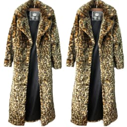 Women's leopard fur coat mink fur coat long fashion casual top Europe and America loose large size warm windbreaker