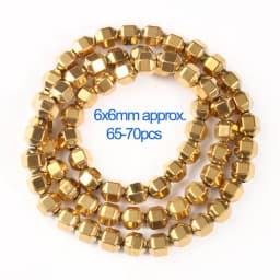 AAA+ Color Retention Gold Plated Natural Hematite Beads Round Cube Cylinder Loose Rondelle Beads For Jewelry Making DIY Bracelet