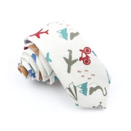 High Quality Cute Linen Cartoon Tie For Men Cat Polar Bear Watermelon Waves Printed Funny Gift Animal Narrow Striped Slim Cravat