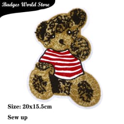 Cute Sailor Ear Hat Bear Chenille Icon Towel Embroidery Applique Patches For Clothing DIY Iron on Badges on the Backpack