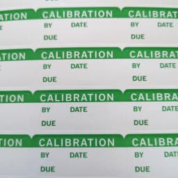 CALIBRATION BY DATE DUE TESTED INITIALS Inspection Record Label Writable Paper Sticker Office Factory Product Audit Check Tag