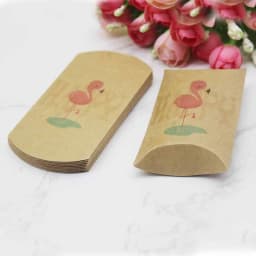 12/50pcs Beautiful Flower Pattern Pillow Shape Paper & Kraft Wedding Candy & Birthday Gift Storage Box Size 20X55X80mm