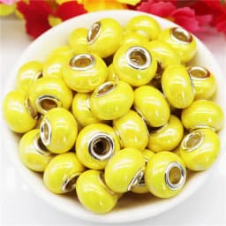 10Pcs Pink Color Smooth Surface European Resin Murano Large Hole Spacer Beads Charms for Bracelet DIY Craft Bracelet Necklace